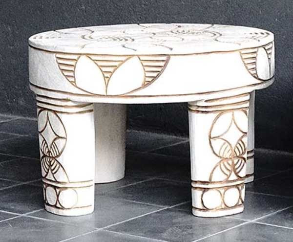 Java Low Table Carved, White