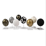 Painted Ostrich Egg-Black & Gold Circles