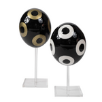 Painted Ostrich Egg-Black & Gold Circles
