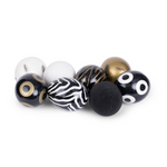 Painted Ostrich Egg-Black & Gold Circles