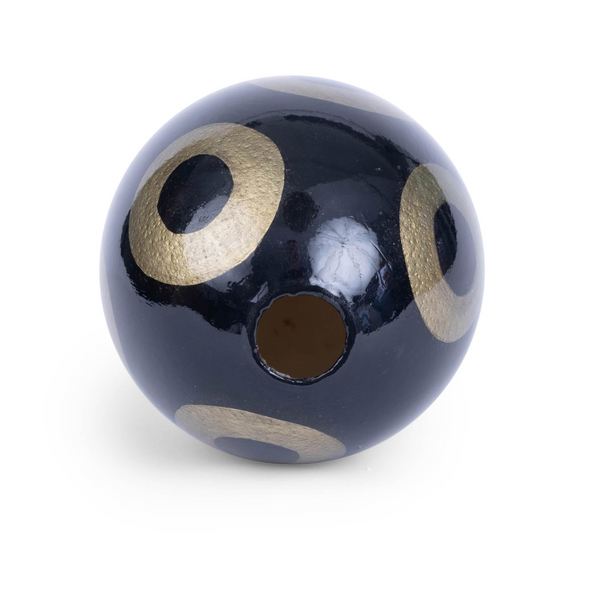 Painted Ostrich Egg-Black & Gold Circles