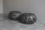Teak Root Round Stool in Charcoal, 24"L x 24"W x 14"H