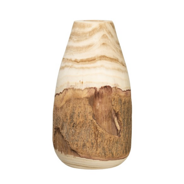 Round x 12-1/2"H Paulownia Wood Vase w/ Live Edge