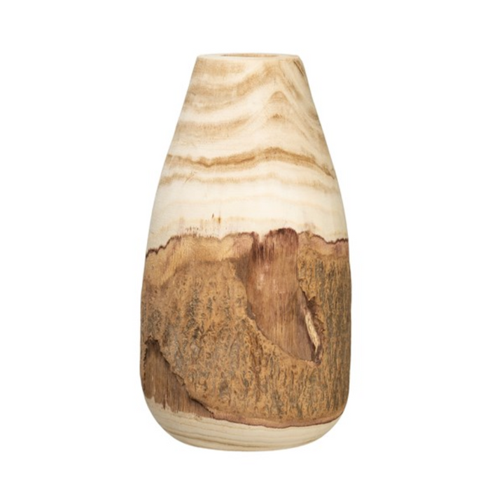 Round x 12-1/2"H Paulownia Wood Vase w/ Live Edge