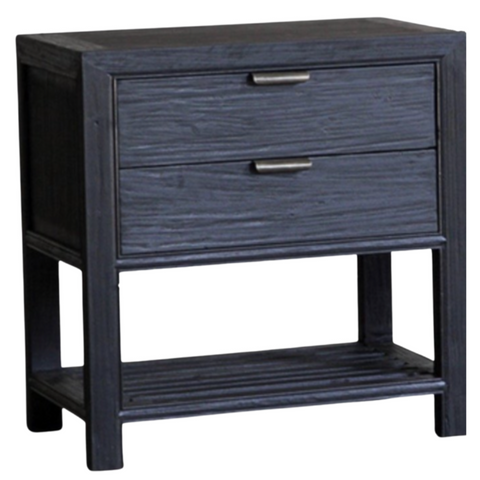 Reclaimed Elm Bedside Cabinet-Charcoal, 28"