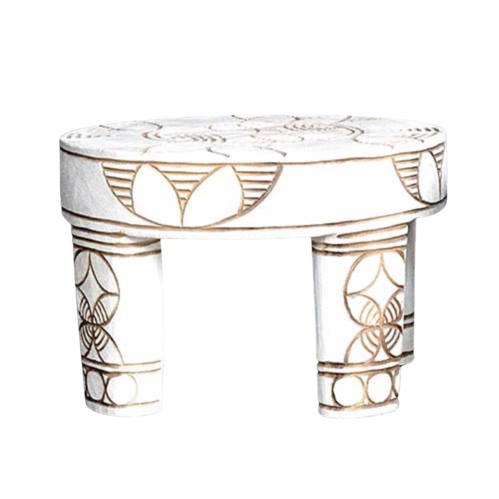 Java Low Table Carved, White