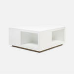 Brooklyn Coffee Table - Designer White Faux Belgian Linen, 38"L x 38"W x 18"H