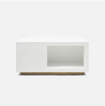 Brooklyn Coffee Table - Designer White Faux Belgian Linen, 38"L x 38"W x 18"H