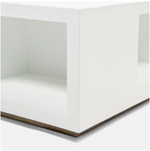 Brooklyn Coffee Table - Designer White Faux Belgian Linen, 38"L x 38"W x 18"H