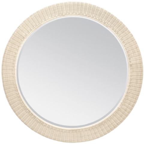 Flannery Outdoor Mirror 44", Off-White Faux Wicker