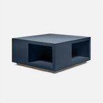 Brooklyn Coffee Table, True Navy Faux Belgian Linen, 48"L x 48"W x 18"H
