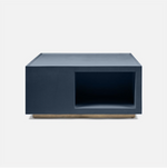 Brooklyn Coffee Table, True Navy Faux Belgian Linen, 48"L x 48"W x 18"H
