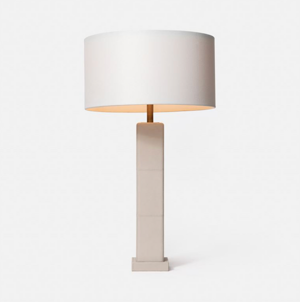 Charlie Table Lamp, Light Gray Full Grain Leather