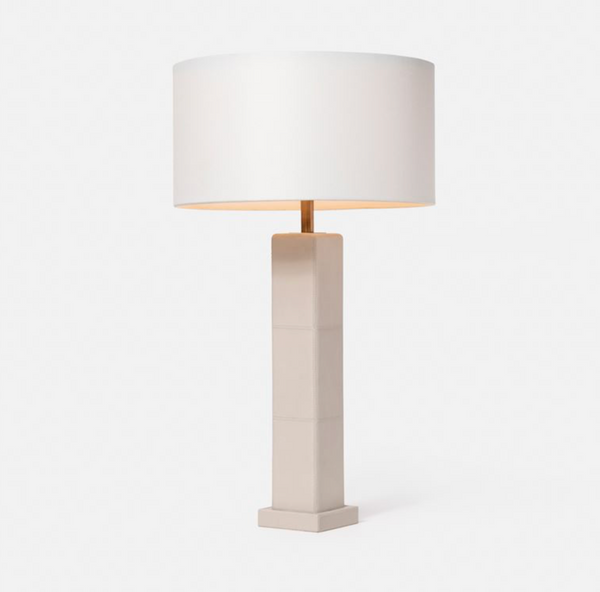 Charlie Table Lamp, Light Gray Full Grain Leather