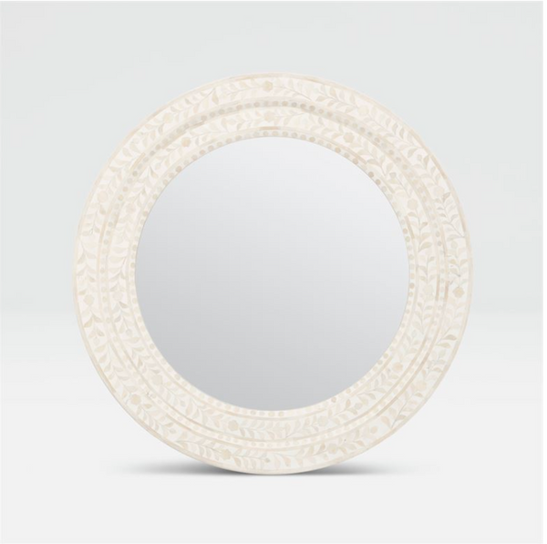 Lexi Mirror 32", Natural Bone/White Resin