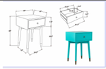 Crafted Home's Omaha Modern 1-Drawer Wooden Accent Side Table, Turquoise