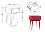 Crafted Home's Omaha Modern 1-Drawer Wooden Accent Side Table, Red