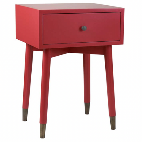 Crafted Home's Omaha Modern 1-Drawer Wooden Accent Side Table, Red