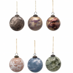 Glass Ball Ornament with Marbled Finish, 6 Colors