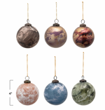 Glass Ball Ornament with Marbled Finish, 6 Colors