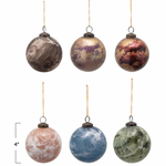 Glass Ball Ornament with Marbled Finish, 6 Colors