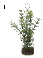 Faux Greenery Ornament in Glass Jar, 4 Styles