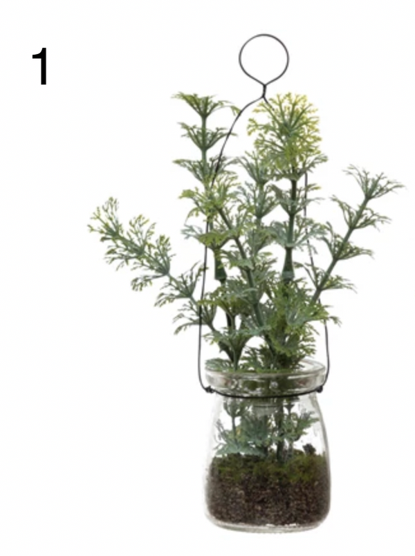 Faux Greenery Ornament in Glass Jar, 4 Styles