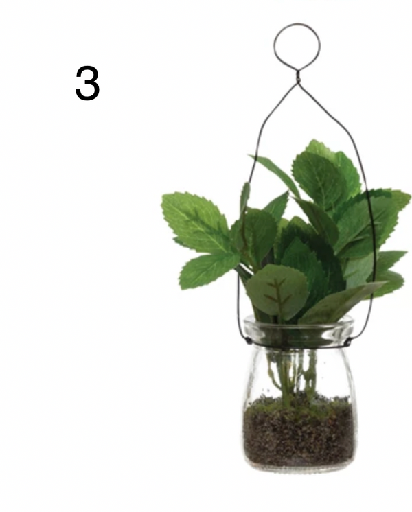 Faux Greenery Ornament in Glass Jar, 4 Styles