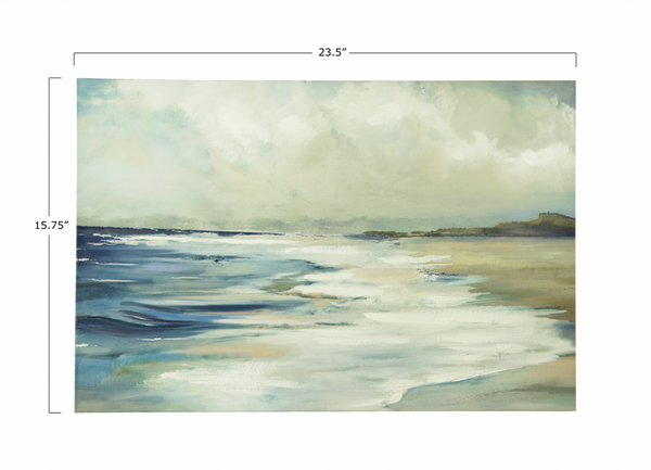 Hand-Painted Canvas Wall Decor with Beach Scene, 23-1/2"W x 15-3/4"H