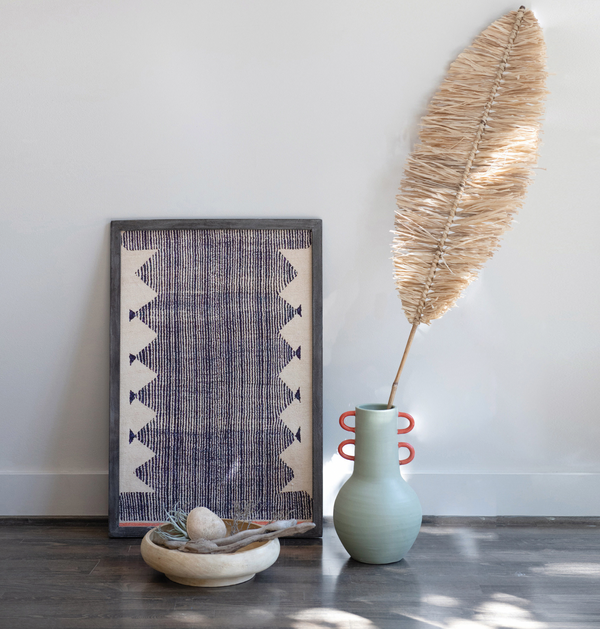 Mango Wood Framed Cotton Wall Decor-Multi Color, 12"W x 15-3/4"H