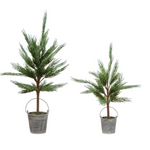 Faux Pine Tree in Cement Pot