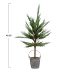 Faux Pine Tree in Cement Pot