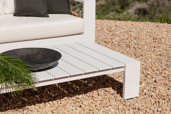 Hayman Coffee Table - Aluminum White, 56"W x 31.5"D x 11.8"H