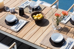 Pacific Teak Extendable Dining Table - Natural Aluminum Frame, 95"W (extends to 129"W) x 39"D