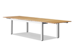 Pacific Teak Extendable Dining Table - Natural Aluminum Frame, 95"W (extends to 129"W) x 39"D