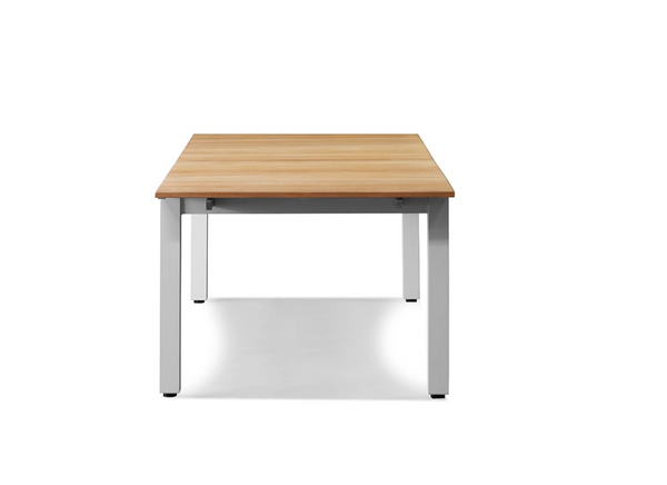 Pacific Teak Extendable Dining Table - Natural Aluminum Frame, 95"W (extends to 129"W) x 39"D