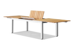 Pacific Teak Extendable Dining Table - Natural Aluminum Frame, 95"W (extends to 129"W) x 39"D