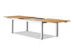 Pacific Teak Extendable Dining Table - Natural Aluminum Frame, 95"W (extends to 129"W) x 39"D