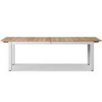 Pacific Teak Extendable Dining Table - Natural Aluminum Frame, 95"W (extends to 129"W) x 39"D