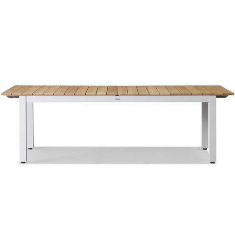 Pacific Teak Extendable Dining Table - Natural Aluminum Frame, 95"W (extends to 129"W) x 39"D