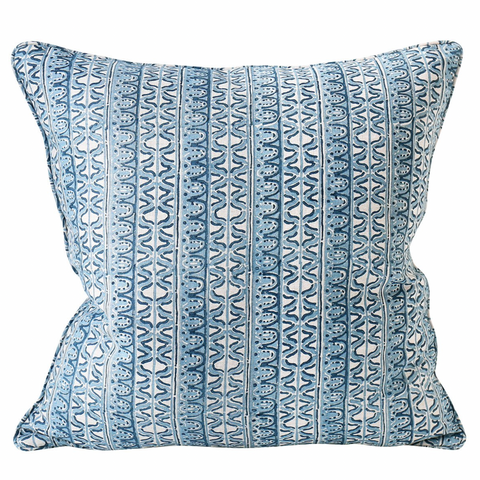 Corfu Azure Linen Cushion, 20" x 20"