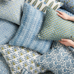 Corfu Azure Linen Cushion, 20" x 20"