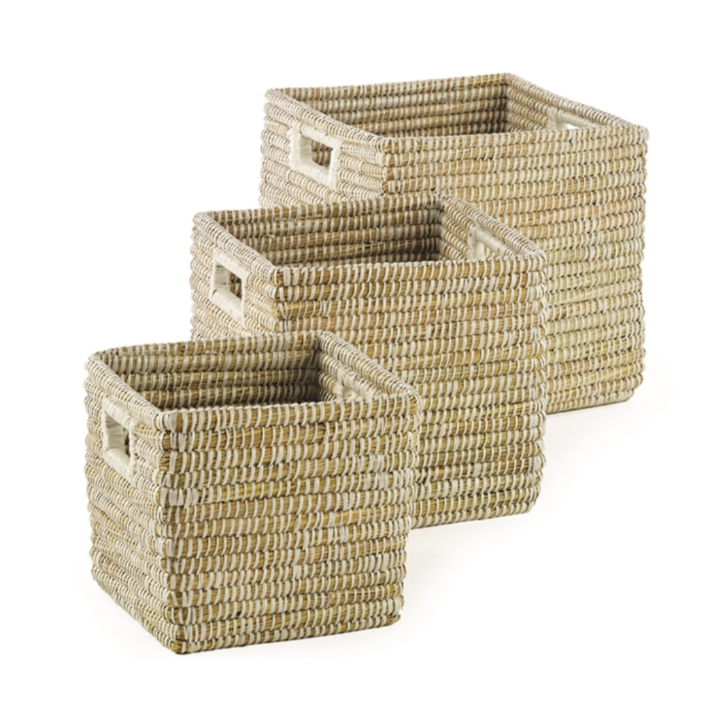 Rivergrass Square Baskets w/ Handles, 3 Sizes