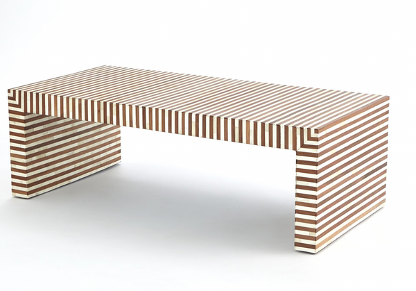 Sienna Coffee Table in Walnut / Bone, 48.5"L x 24"W x 16"H