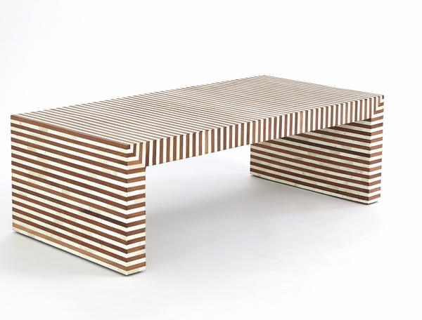 Sienna Coffee Table in Walnut / Bone, 48.5"L x 24"W x 16"H