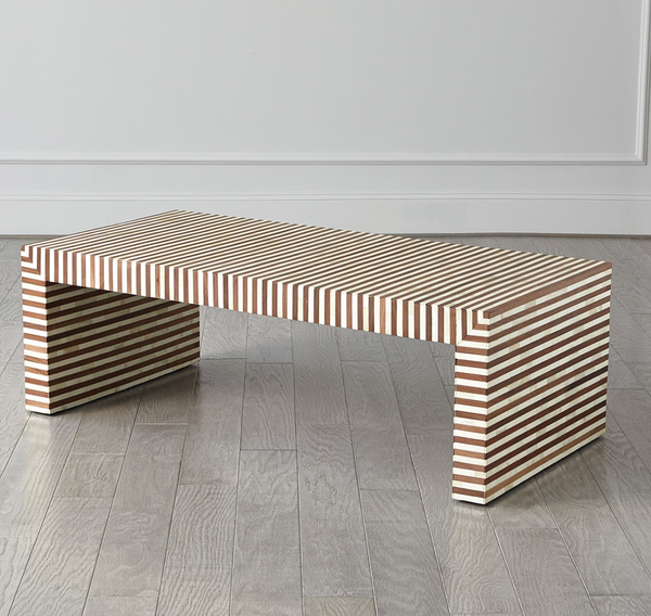 Sienna Coffee Table in Walnut / Bone, 48.5"L x 24"W x 16"H