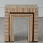 Sienna Nesting End Table in Walnut / Bone - Large, 23.5"L x 18"W x 24"H