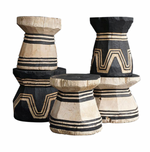 Javanese Teak Lesung Stool, Natural Body in Charcoal Carving