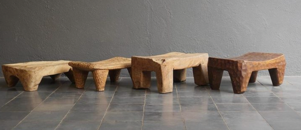 Antique Low Stool, 20"L x 11"W x 7"H