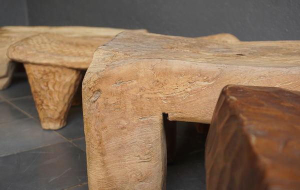 Antique Low Stool, 20"L x 11"W x 7"H